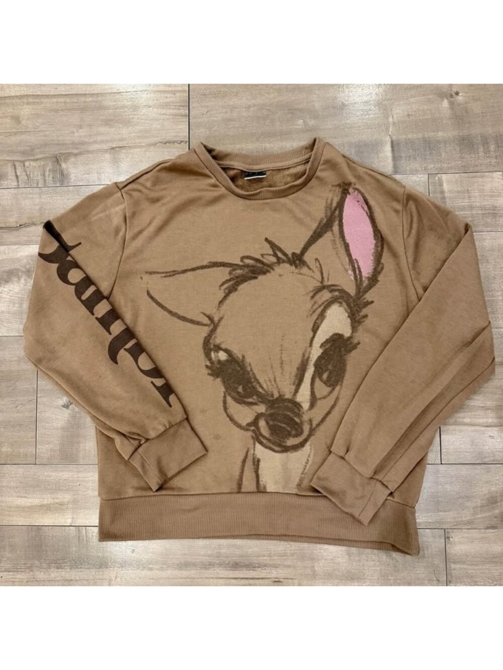 Disney Bambi Women’s Medium Lightweight Graphic Sweatshirt Brown